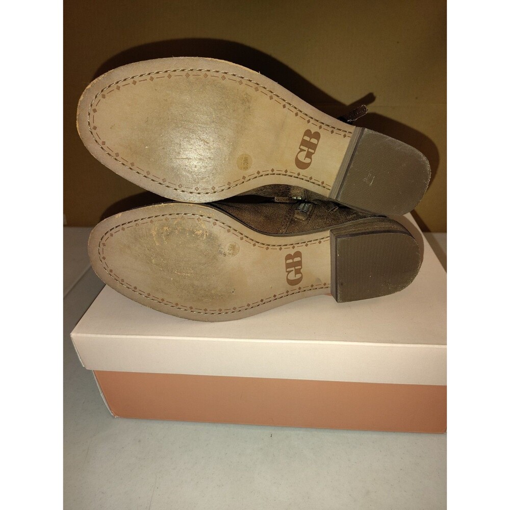 GB Gianni Bini A-Lister Walnut Brown Suede Double Zip Ankle Booties Boots... - Picture 5 of 11